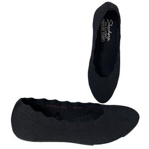 Skechers Love Spell Ballet Flat Shoes Women 8.5 Black Cleo Casual Dressy Slip On